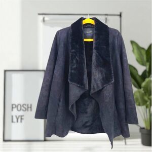 The Kooples Faux Fur Trim Women's Coat Black Size 2